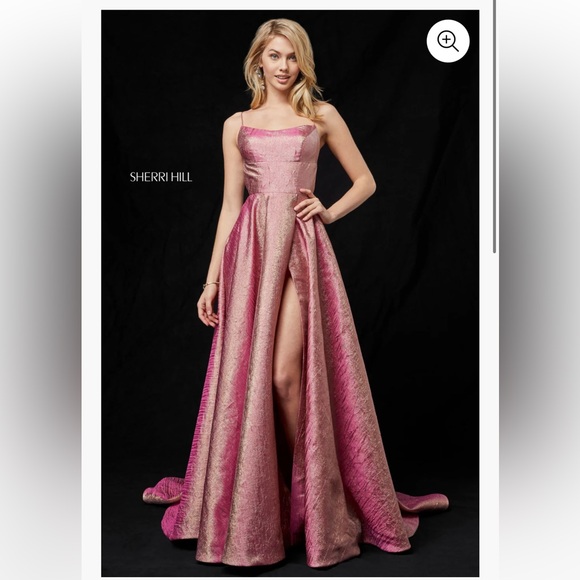 020 Sherri Hill Gold Sparkle Prom Dress - Picture 3 of 7